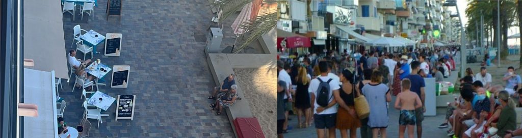 terrasses ocupant espai del passeig marítim de Calafell Platja